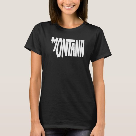 パティオティックホーム州モンタナ文字シェイプの地図 Tシャツ (正面)