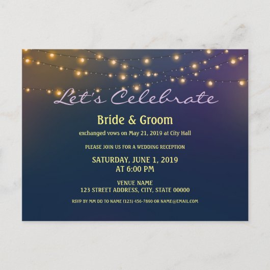 パティオライツウェディングレセプション駆け落ち ポストカード (正面)