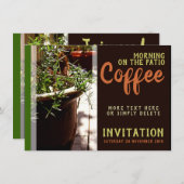 パティオ・アスパラガス・シダ植物のコーヒーモーニング 招待状 (正面/裏面)