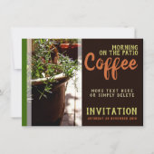 パティオ・アスパラガス・シダ植物のコーヒーモーニング 招待状 (正面)
