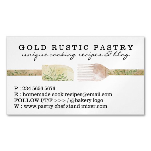 パティシエのソーシャルメディア調理師ブロガー マグネット名刺 (正面)