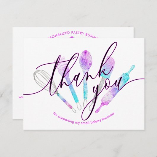 パティシエのパン屋の道具ホログラフィ感謝していークあなた ポストカード