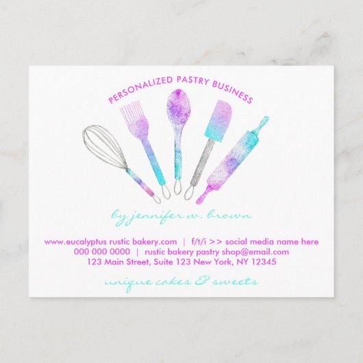 パティシエのパン屋の道具ホログラフィ感謝していークあなた ポストカード (裏面)