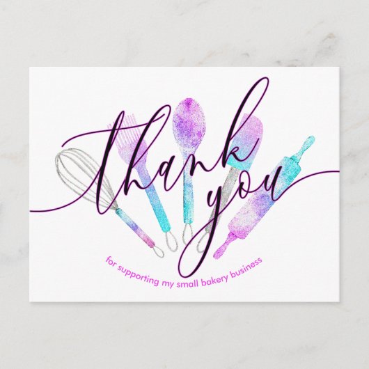 パティシエのパン屋の道具ホログラフィ感謝していークあなた ポストカード (正面)