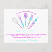 パティシエの製菓道具のホログラフィックサンクス ポストカード (裏面)