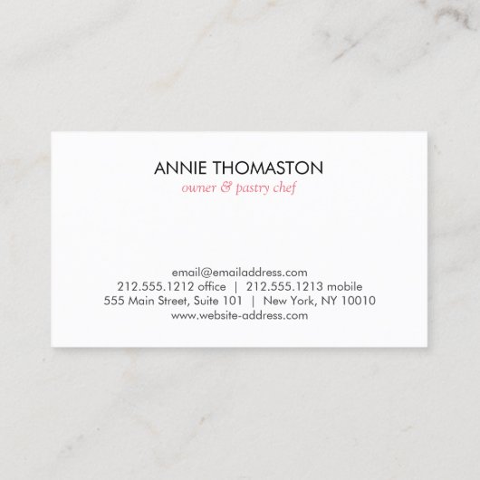 パティシエフランスのシェフのベーカリー用MACARON STACKロゴ 名刺 (裏面)