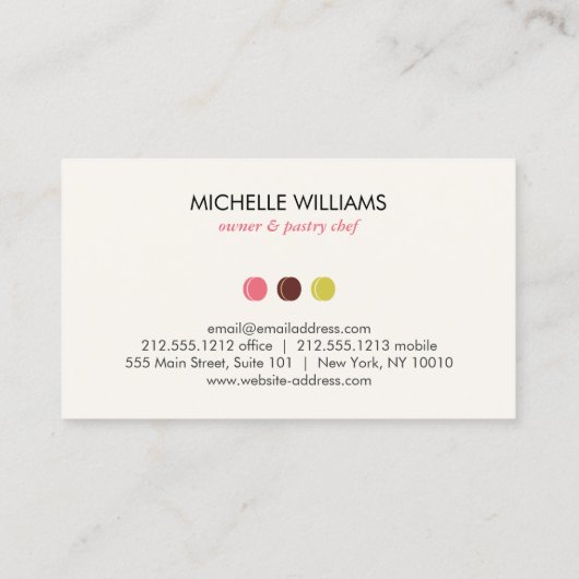 パティシエフランスのシェフベーカリーのマカロントリオのロゴ 名刺 (裏面)