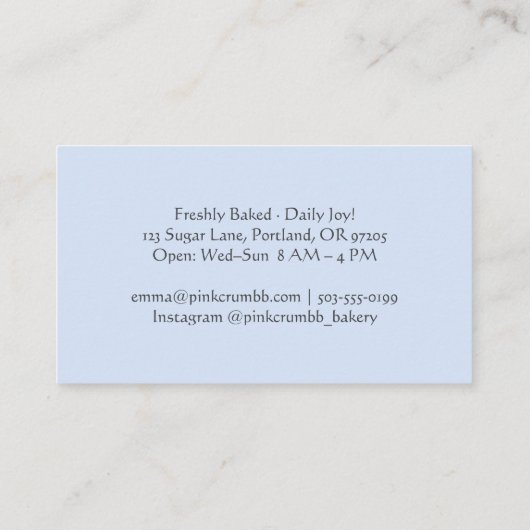 パティシエベーキング器転がのピンかわいいフローラ 名刺 (裏面)