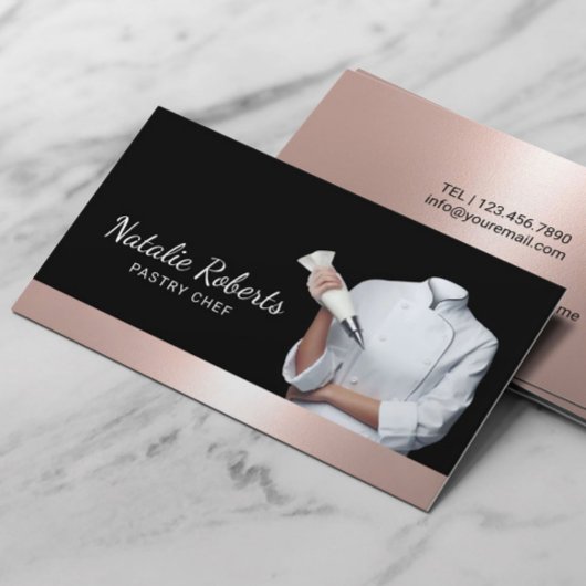 パティシエモダンバラ金ゴールド縁どケーキベーカリー 名刺