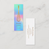 パティシエールシェフ レインボーホログラフィック ゴールド ウィスク スキニー名刺 (正面/裏面)