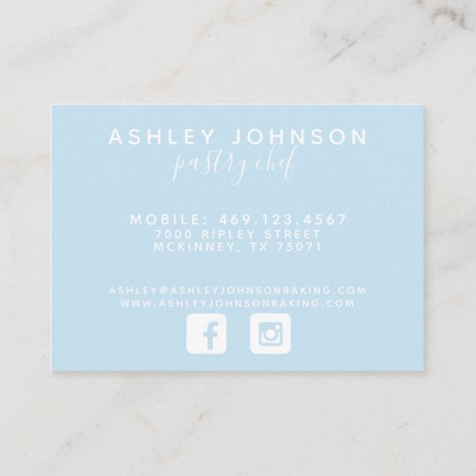 パティシエ水彩ベーキング成分ブルー 名刺 (裏面)