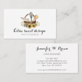 パティシエ水彩手描きヒマワリベーカリー 名刺 (正面/裏面)