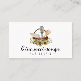 パティシエ水彩手描きヒマワリベーカリー 名刺