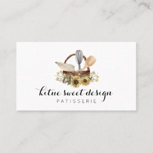 パティシエ水彩手描きヒマワリベーカリー 名刺