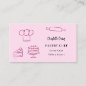 パティシエ調理器具スローガンQRコードピンク 名刺 (正面)