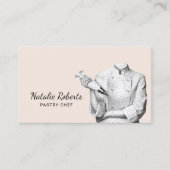 パティシシェフエレガント赤面ピンクスイートケーキベーカリー 名刺 (正面)