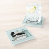 パティシシェフキャットブルー ガラスコースター (アングル)