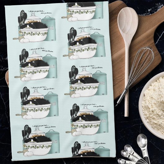 パティシシェフキャットブルー キッチンタオル