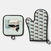 パティシシェフキャットブルー 鍋つかみ&鍋敷きセット (正面)