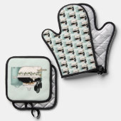 パティシシェフキャットブルー 鍋つかみ&鍋敷きセット (正面/裏面)