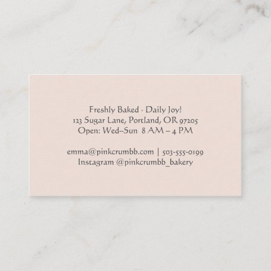 パティシシェフクッキーベーカーのチョコレートチップウォーターカラー 名刺 (裏面)