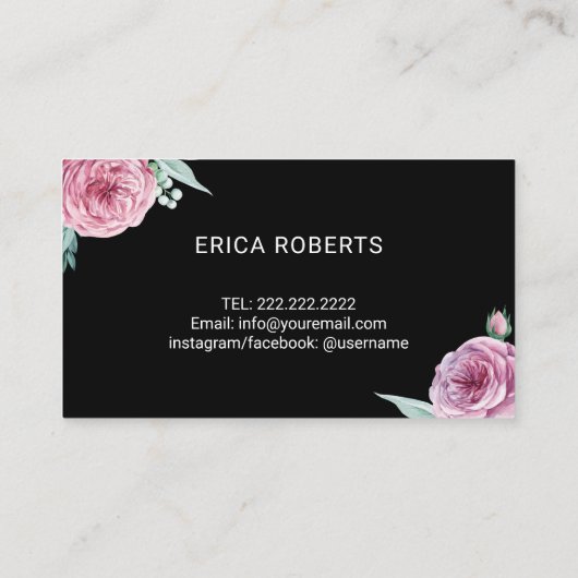 パティシシェフケーキベーカリーモダンフローラタイポグラフィ 名刺 (裏面)