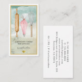 パティシシェフベイカーピンク金ゴールド水彩器 名刺 (正面/裏面)
