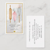 パティシシェフベイカーピンク金ゴールド水彩器Bu 名刺 (正面/裏面)