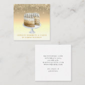 パティシシェフベイカープラチナ金ゴールドグリッタードリップ スクエア名刺 (正面/裏面)