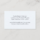 パティシシェフベーカリーカップケーキブルーウォーターエレガントカラー 名刺 (裏面)