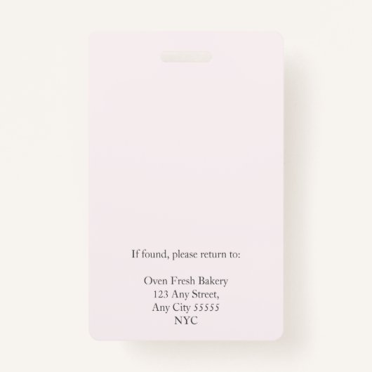 パティシシェフベーカリー従業員フォトロゴピンク バッジ (裏面)