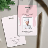 パティシシェフベーカリー従業員フォトロゴピンク バッジ