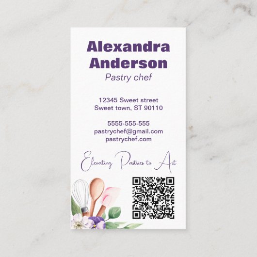 パティシシェフベーキング器パープルウォーター色 名刺 (裏面)