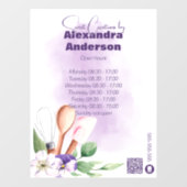 パティシシェフベーキング器具パープルフローラQRコード ウィンドウサイン (シート)