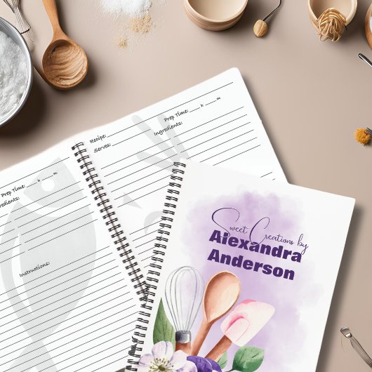 パティシシェフベーキング器用具紫レシピ ノートブック