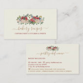 パティシシェフ自家製ベーカリーベージュレッドフラワーズ 名刺 (正面/裏面)