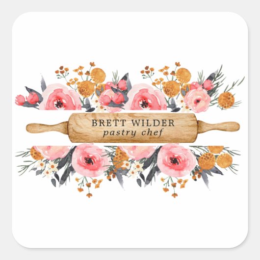 パティシシェフ転がベーカーのピンフローラ スクエアシール (正面)