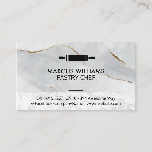 パティシシェフ | の転がピン | 大理石 名刺 (正面)