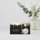 パティシシェフ&ウィスクモダン金ゴールドドリップケーキベーカリー 名刺 (スタンド正面)