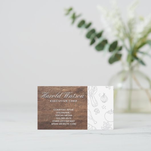 パティシシェフ |木材 |野菜 名刺 (スタンド正面)