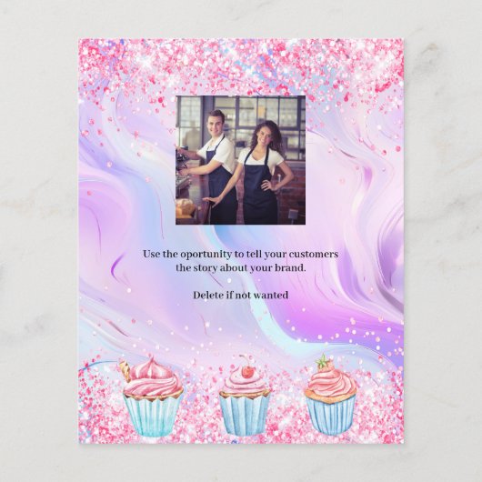 パティシショップのパン屋ホログラフィックカップケーキのロゴの写真 (裏面)