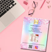 パティシショップのベーカリーのロゴホログラフィックqrコード チラシ