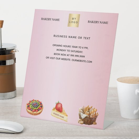 パティシショップベーカリーピンクロゴメニュー価格 台座サイン (インサイチュ)