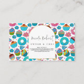 パティスリーパティシシェフベーカリーブルードーナツ柄 名刺 (正面)