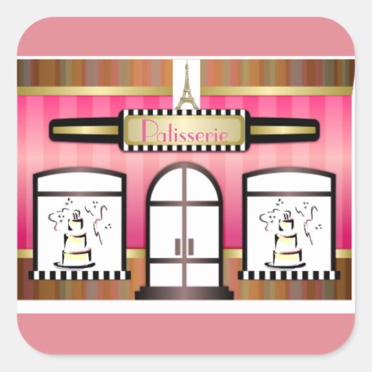 パティスリーフランスのパリエッフェルタワーステッカー スクエアシール (正面)