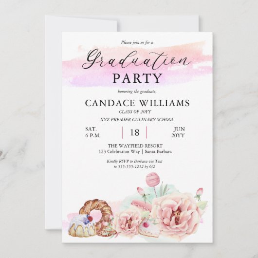 パティスリー調理師学校卒業パーティー 招待状 (正面)