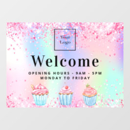 パティスリー ショップのロゴ ウェルカム ホログラフィック ウィンドウサイン