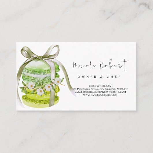 パティスレエレガントーシェフマカロンデザートフローラ 名刺 (正面)