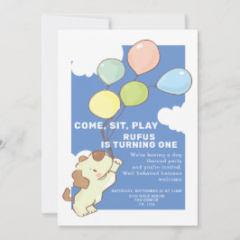 パティタイムドッグとバルーン誕生日 招待状