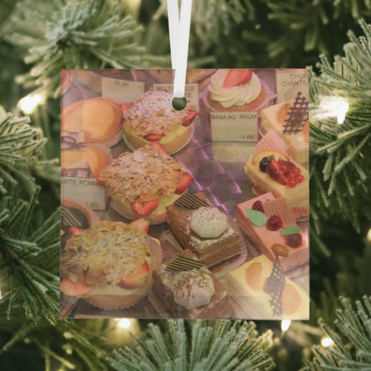 パティッセリーデプロヴァンスフランスのケーキ ガラスオーナメント (インサイチュ)